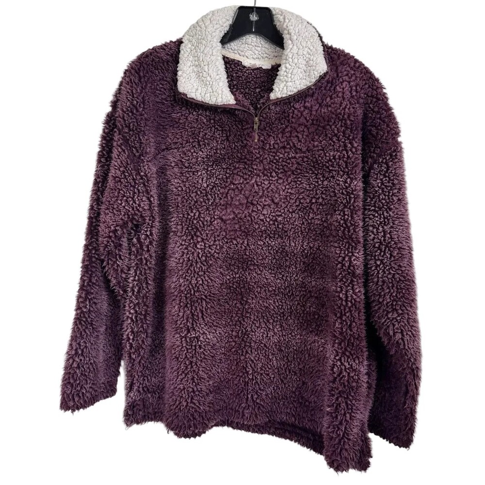 Peach Love Purple Fuzzy Long Sleeve Pull Over Women's Size Medium